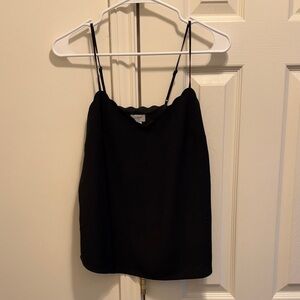 J. Crew Black Scallop-Edge Silk Cami